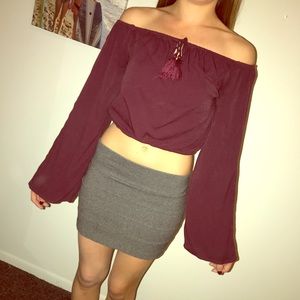 Off shoulder renaissance style crop top